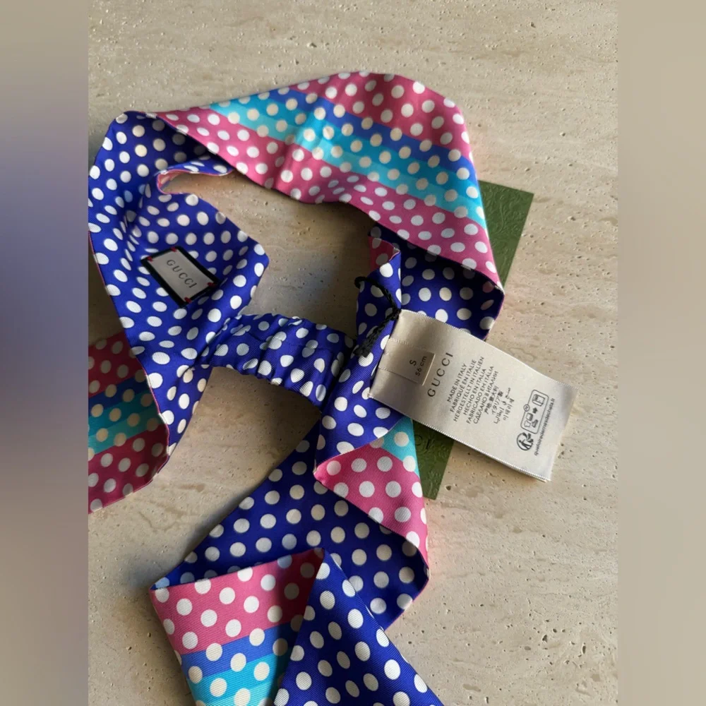 NWT GUCCI POLKA DOT PRINT SILK HEADBAND / HEADSCARF SZ/S