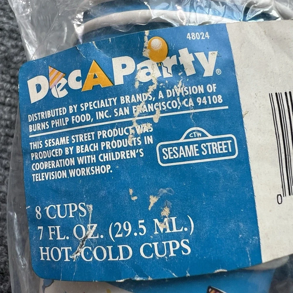 NWT Vintage 2 Set Of 8 Sesame‎ Street Party Time Small Paper Cups Jim Henson