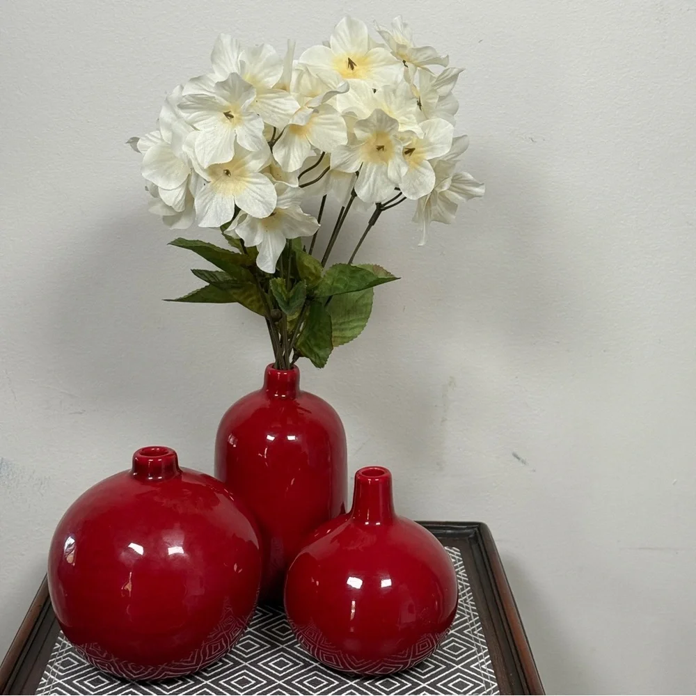 Crate&Barrel Red Vase Accents