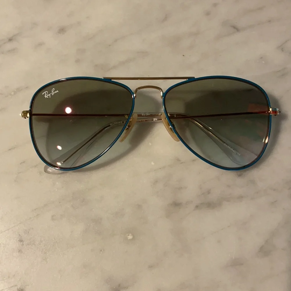Ray-Ban Kids Gold Frame Sunglasses with Blue Accents