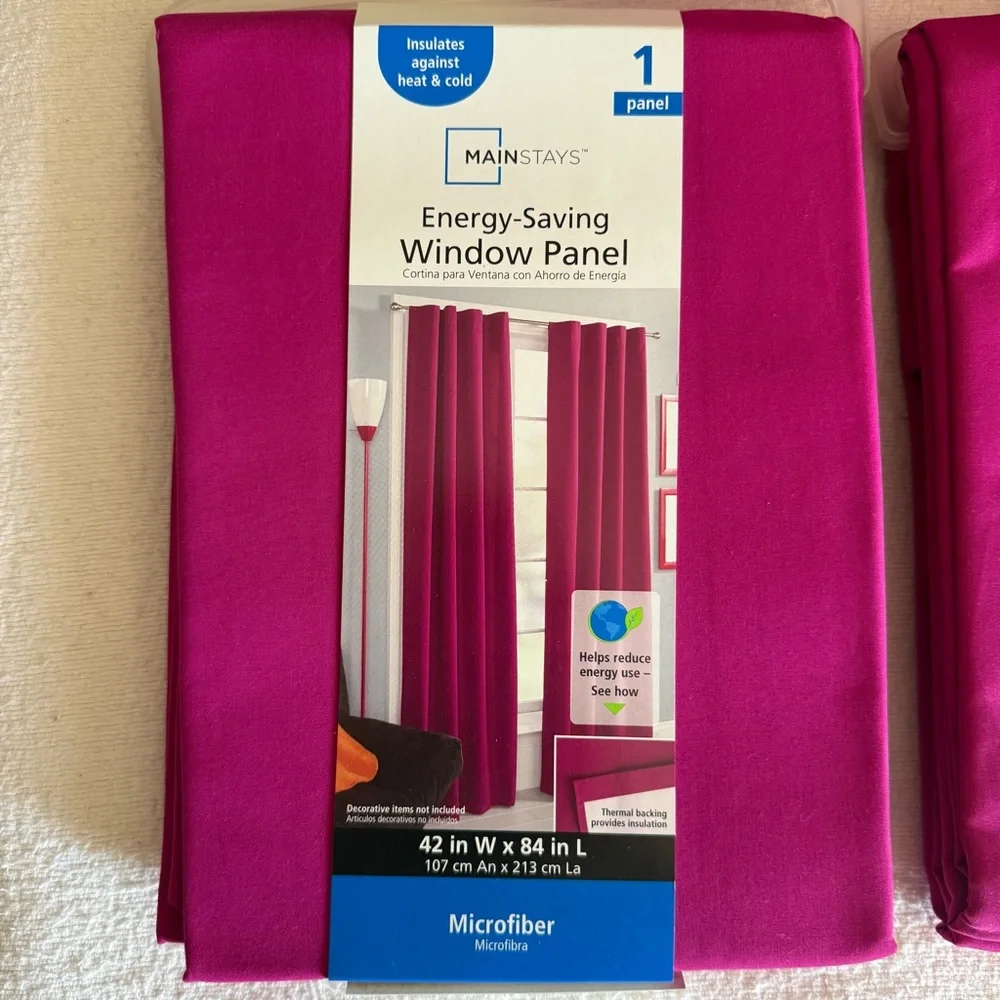 Mainstays Fuchsia Energy-Saving Window Panel 42” x 84”- Set of 3 Panels