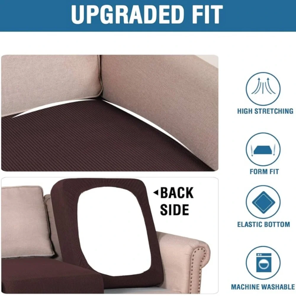 SOFA Covers Brown Stretch Waffle Pattern Water Resistant Set of 3