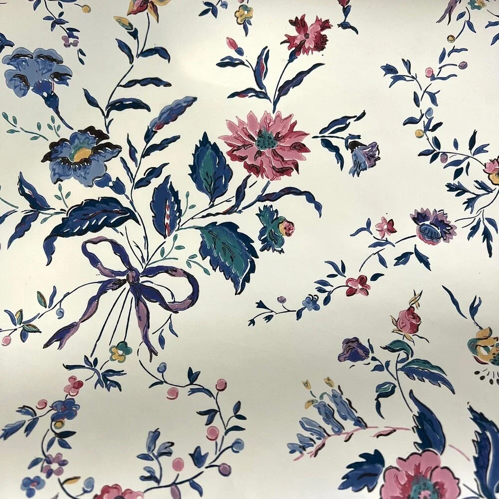 2 x Vintage Waverly Wallpaper Pre-Pasted Floral 557101 Retired Boho Cream Blue R