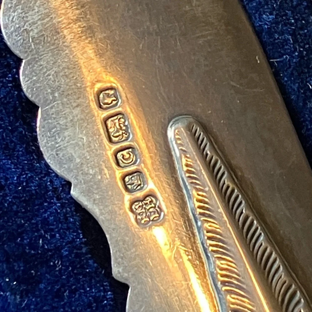Antique 1800’s Mackay Cunningham & Co. silver master butter knives set in case