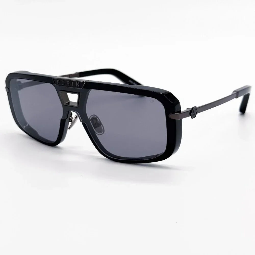 NEW PHILIPP PLEIN SUNGLASSES SPP008M 700X SHIELD BLACK MEN EYEWEAR PHILIPP PLEI
