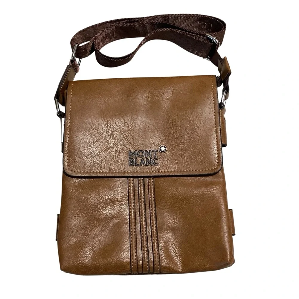 Mont Blanc Brown Leather Men's Messenger Bag
