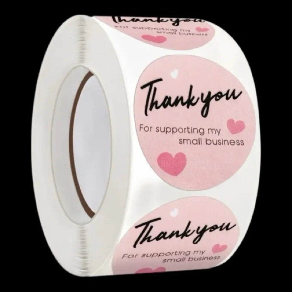 PRICE IS FIRM - Roll of 500 Pink ‘Thank You for Supporting' Stickers