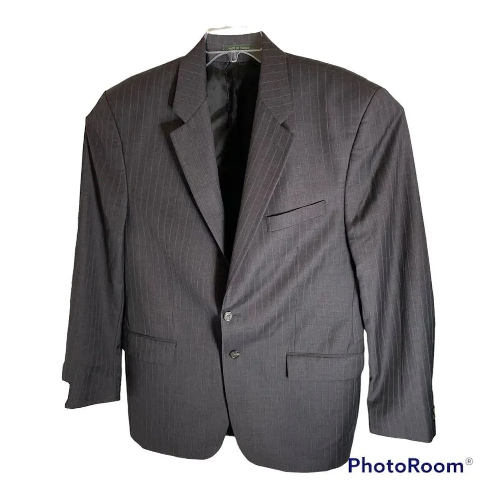 Ralph Lauren Suit Coat Jacket Dark Gray‎ with light gray pinstripe 46.