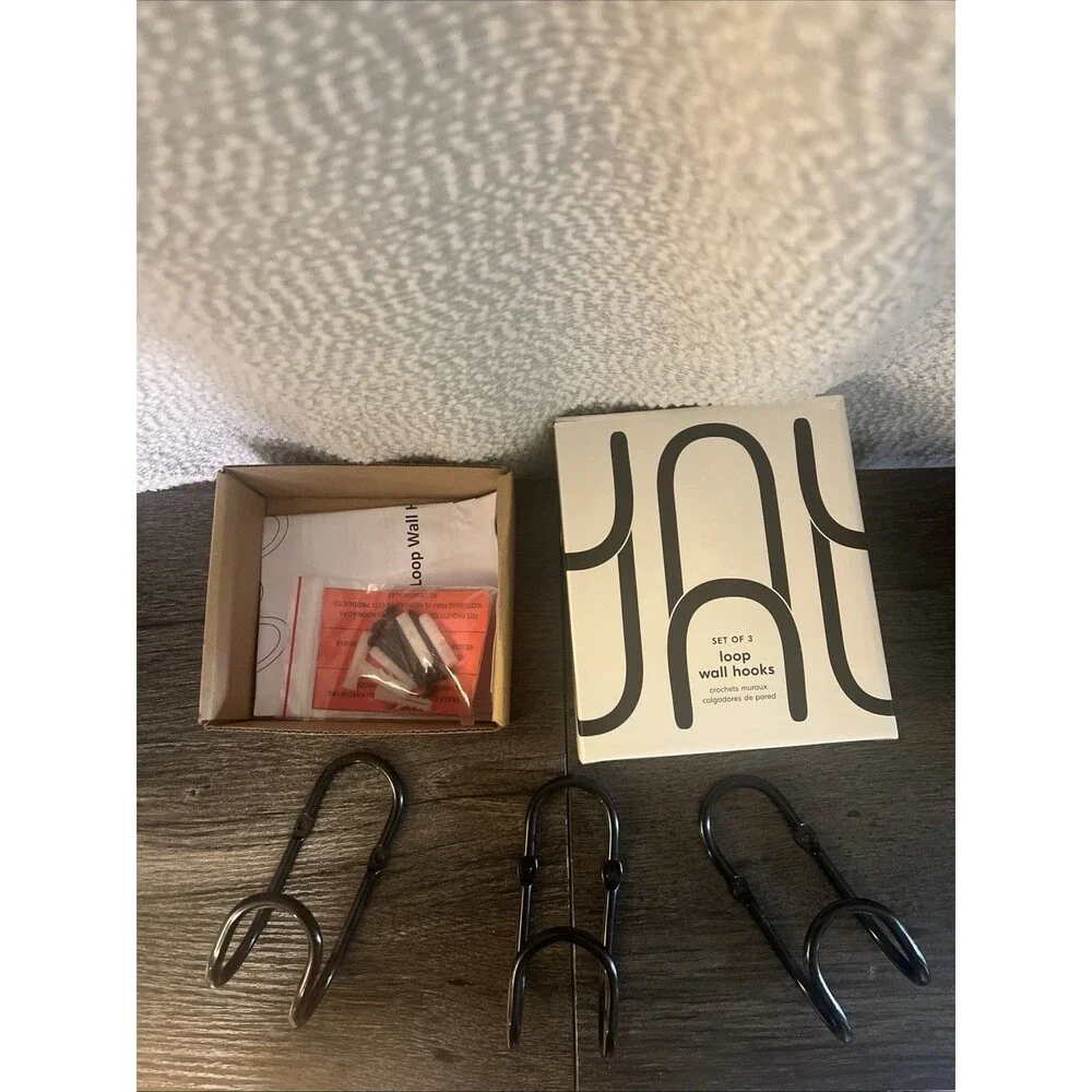 3 West Elm Brand New Black Powder-coated Metal Wall Hooks Coat Hanger