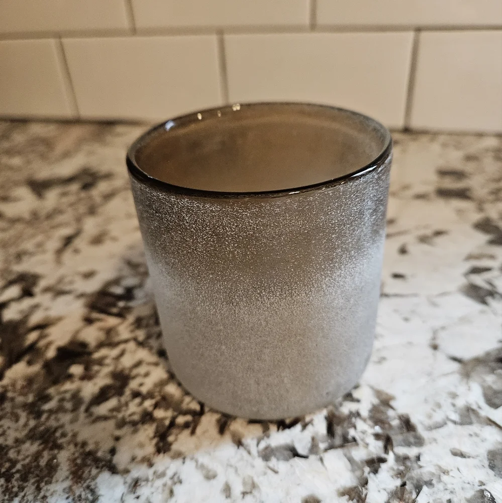 West Elm Frosted Smoke Glass Vessel Candle Holder