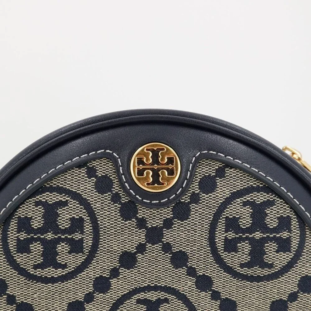 Tory Burch T Monogram Jacquard Moon Crossbody Bag Blue