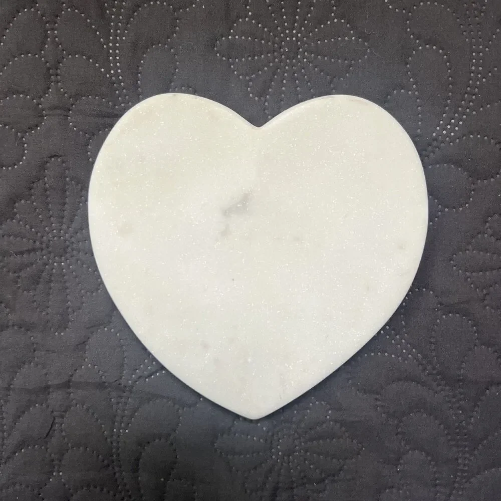 Heart Paper Weight White Love Heart Marble Stone Heart Coaster Home Accent Decor