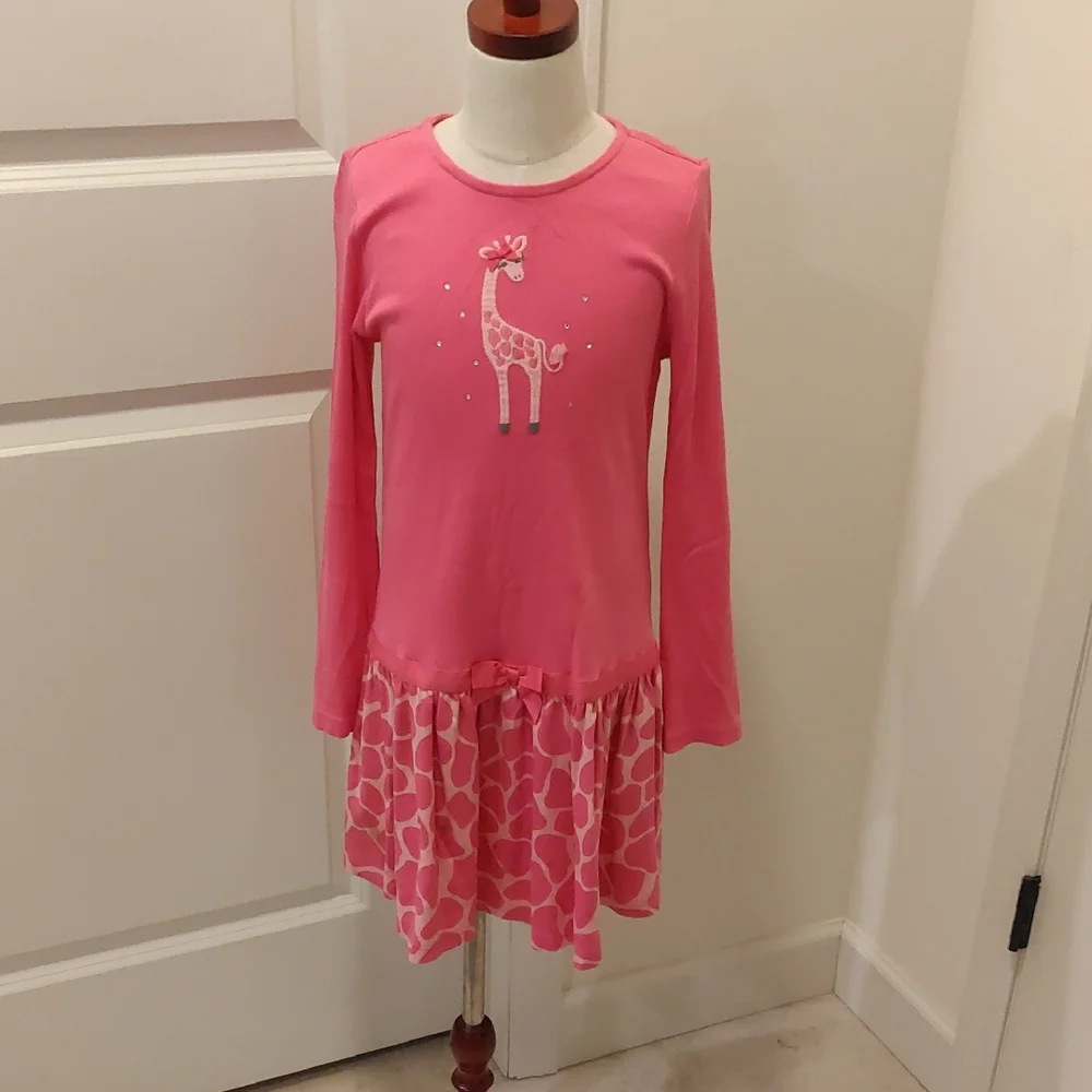Gymboree Vibrant Pink Cotton Dress Long Sleeve Sz 8