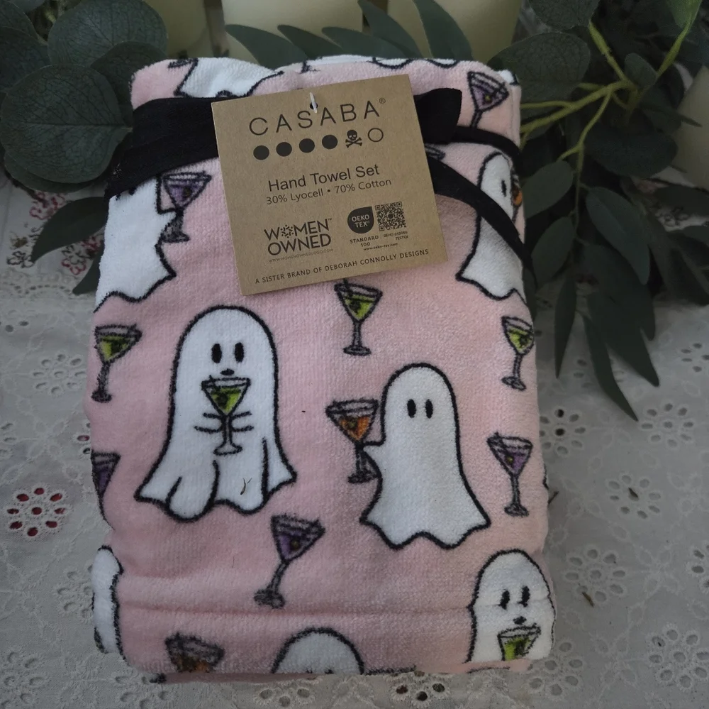 Casaba Fun Ghost Hand Towel Set - Pink