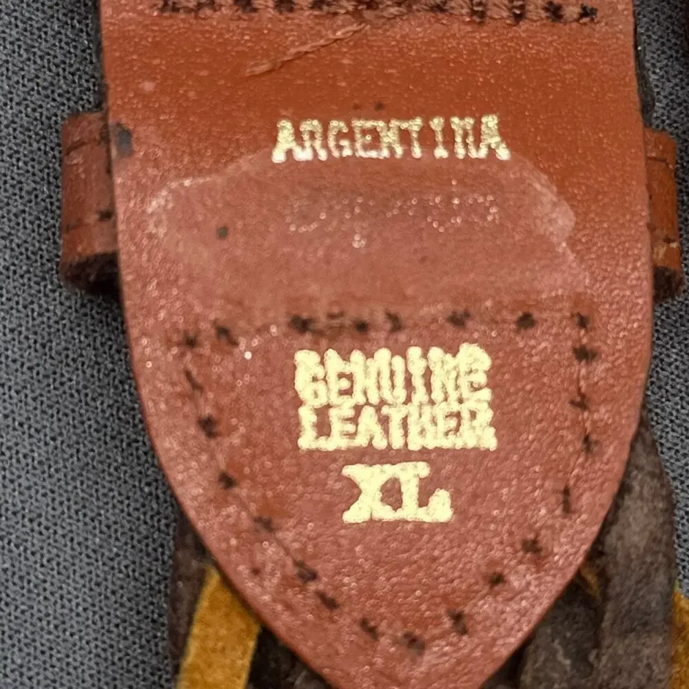 Argentina Leather Belt XL Multicolor Brown Yellow Braided Woven Boho Western Y2K