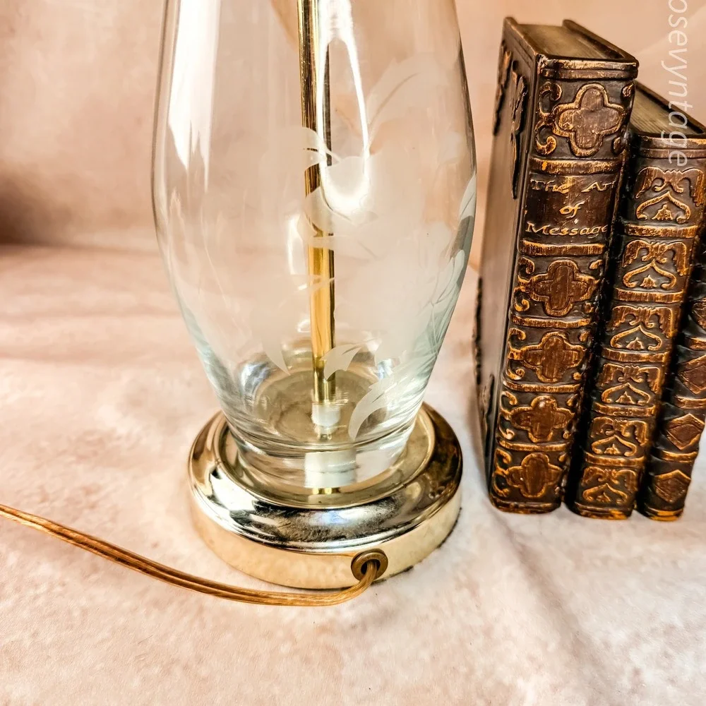 Floral Etched Glass Lamp