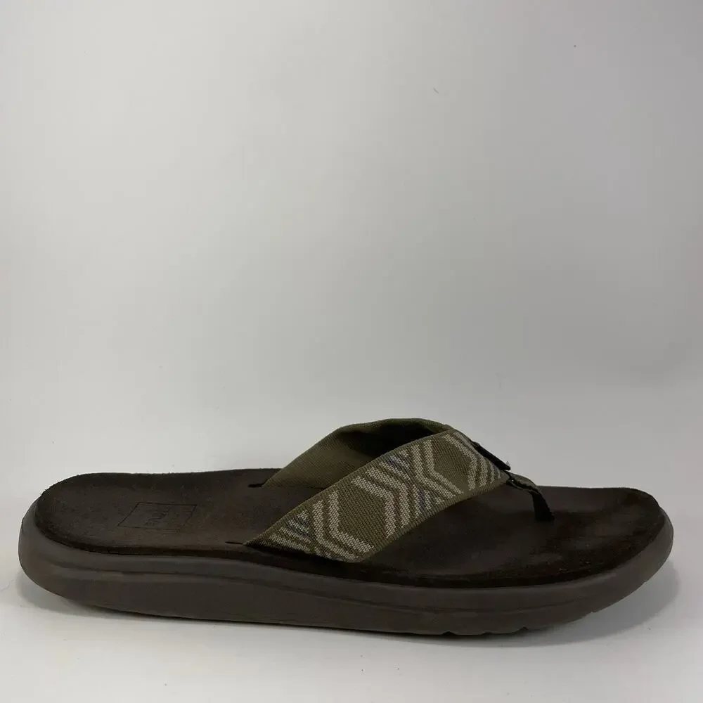 Teva Voya Canvas Flip Flops Mens Size 9 Olive Green Sandals Beach Pool Comfort