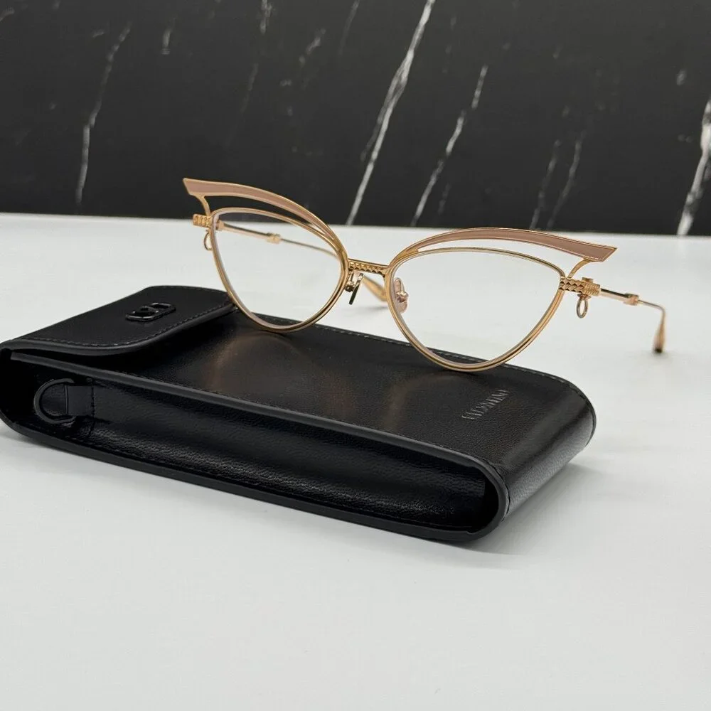 NEW VALENTINO GLASSLINER VLX-118F CAT EYE GOLD EYEGLASSES WITH CHAIN
