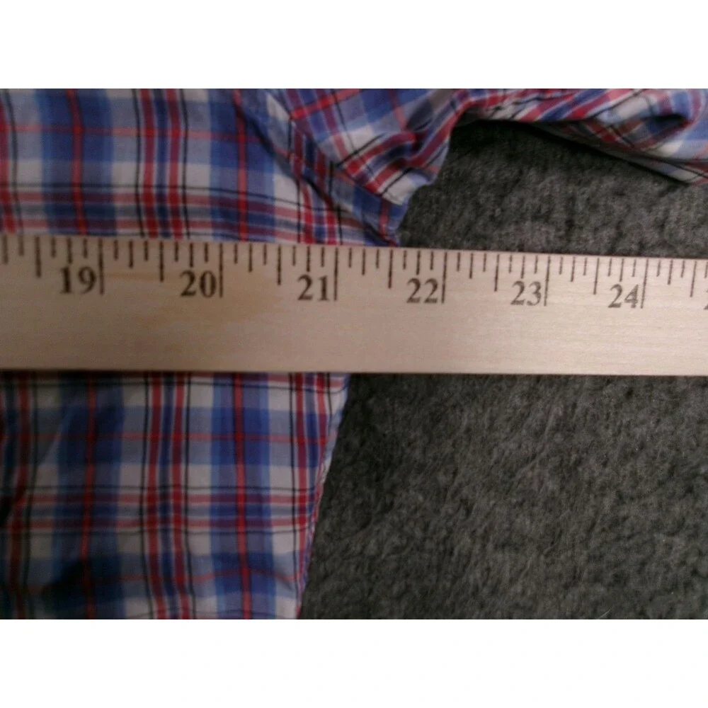 Banana Republic Shirt Men Small Blue Red Plaid Casual Preppy Classic Office Work