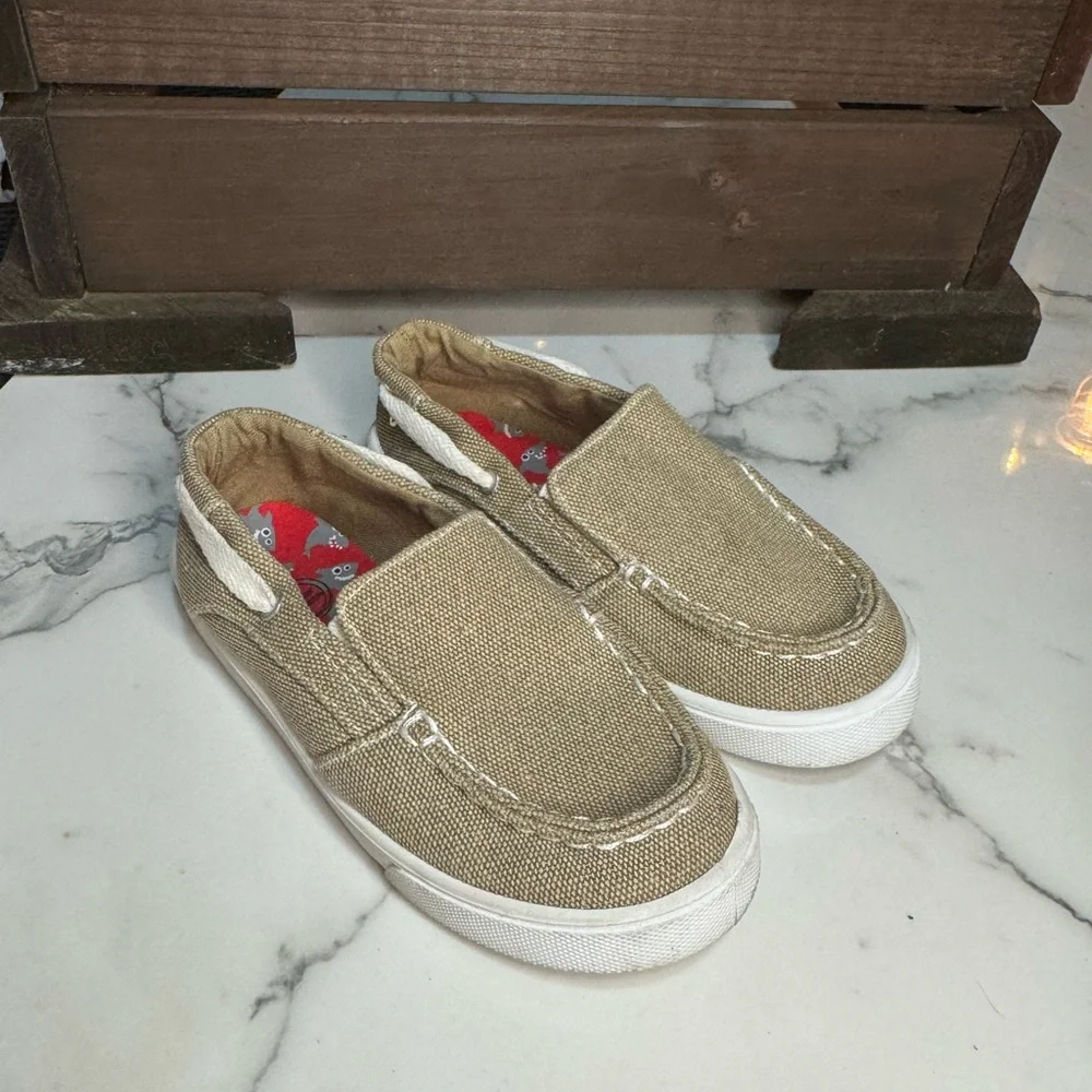 4/$15 Kids Tan Canvas Slip-On Shoes