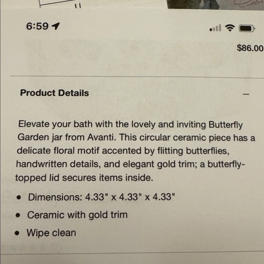 NWT Avanti Butterfly Garden Jar with Avanti Butterfly Garden Tray