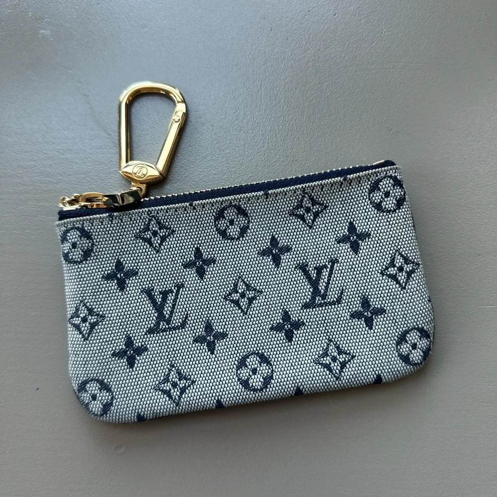 Louis Vuitton Blue denim Monogram Mini Lin Key Holder