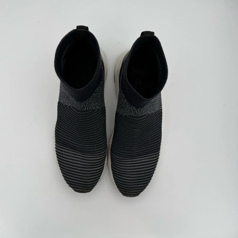 Ash - women’s Spot Trainers navy grey ribbed knit & leather slip on shoes 8 / 38