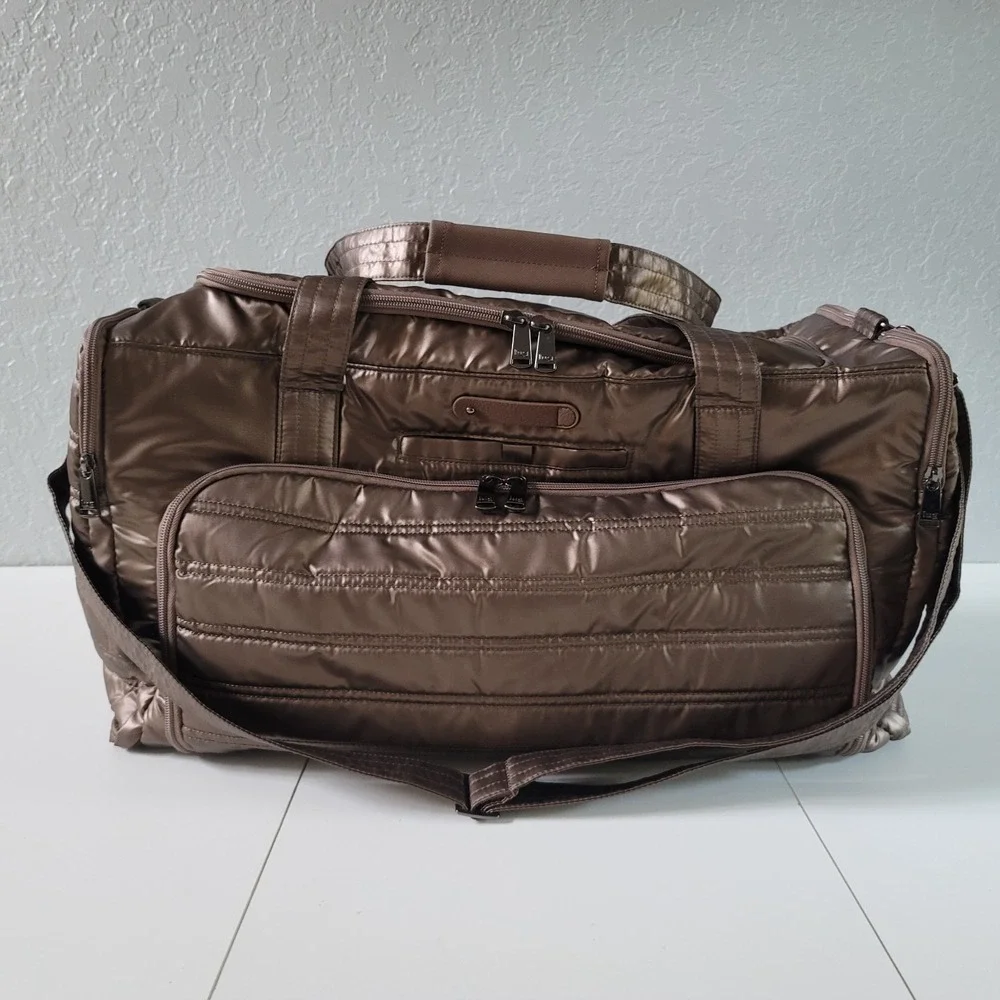 Lug Oversized Weekender Bag - Trolley Duffel - Metallic Bronze, Camo Liner