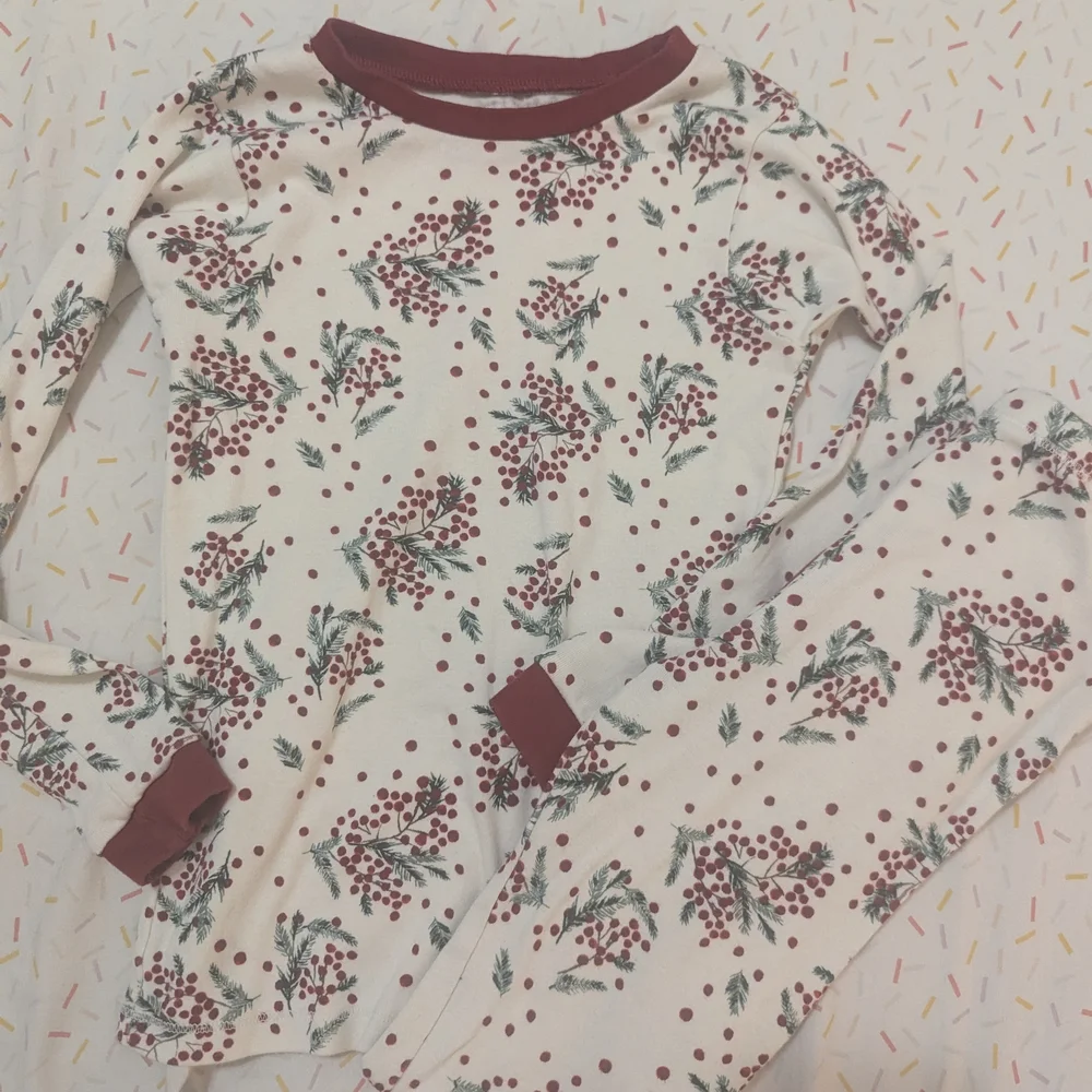 Burt's Bees Cream and Red Kids Pajama Set
