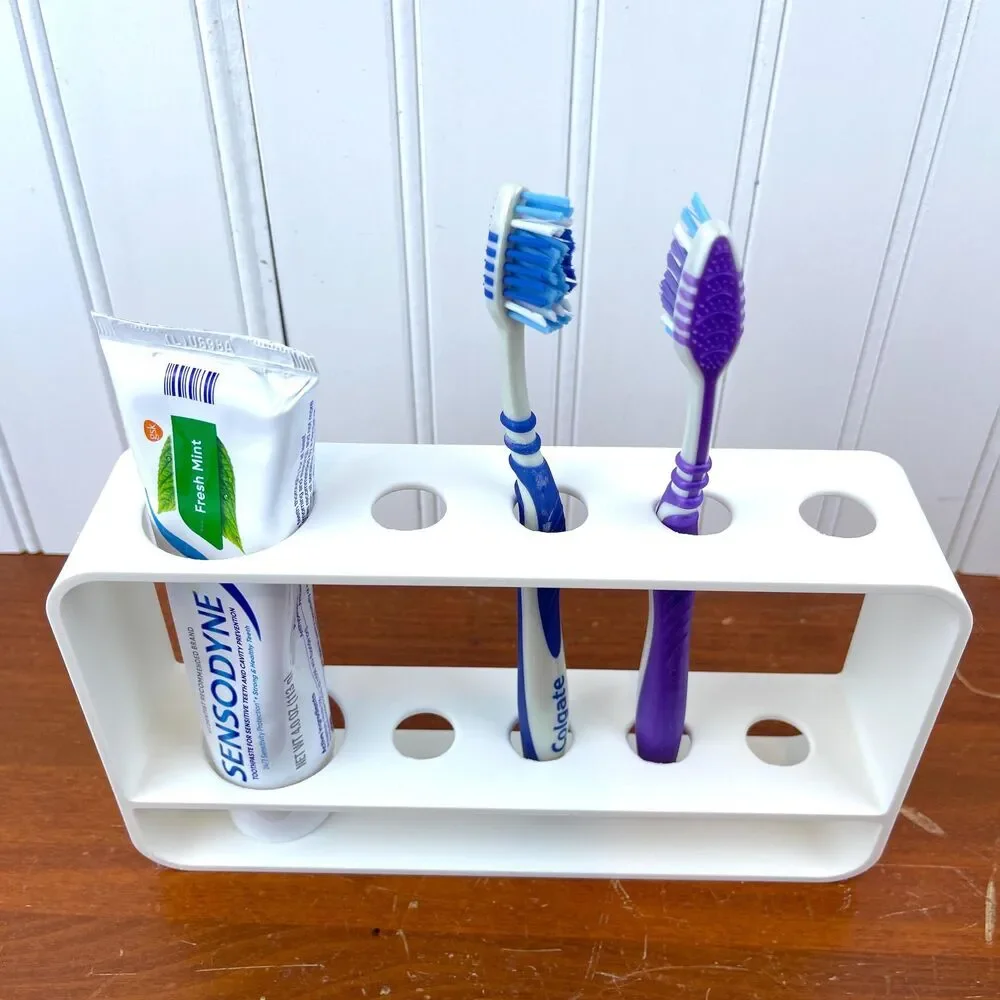 Manual Toothbrush Holder, Dual Toothbrush Toothpaste Holder