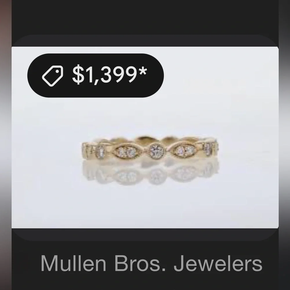 full Eternity Band MILGRAIN Bezel .32ct Diamond Real 14K Yellow Gold size 7