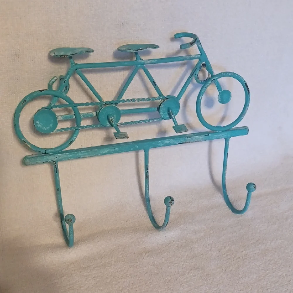 Vintage Turquoise Bicycle Wall Hooks
