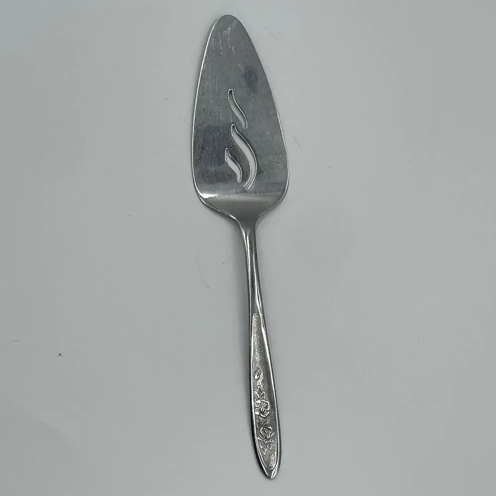 Vintage Ekco Eterna Stainless Steel Pierced Cake Pie Server Country Garden