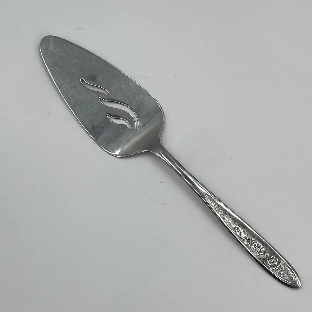 Vintage Ekco Eterna Stainless Steel Pierced Cake Pie Server Country Garden
