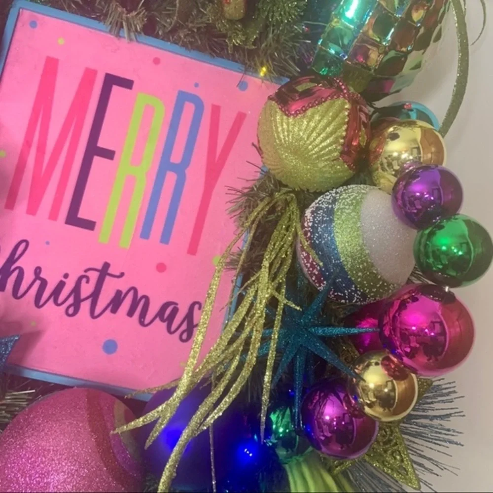 New Colorful Whimsical Unique Christmas Wreath