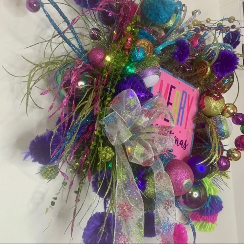 New Colorful Whimsical Unique Christmas Wreath