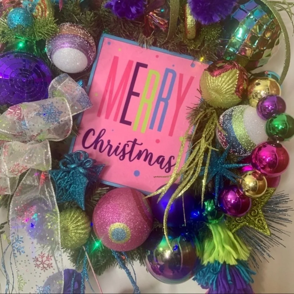 New Colorful Whimsical Unique Christmas Wreath
