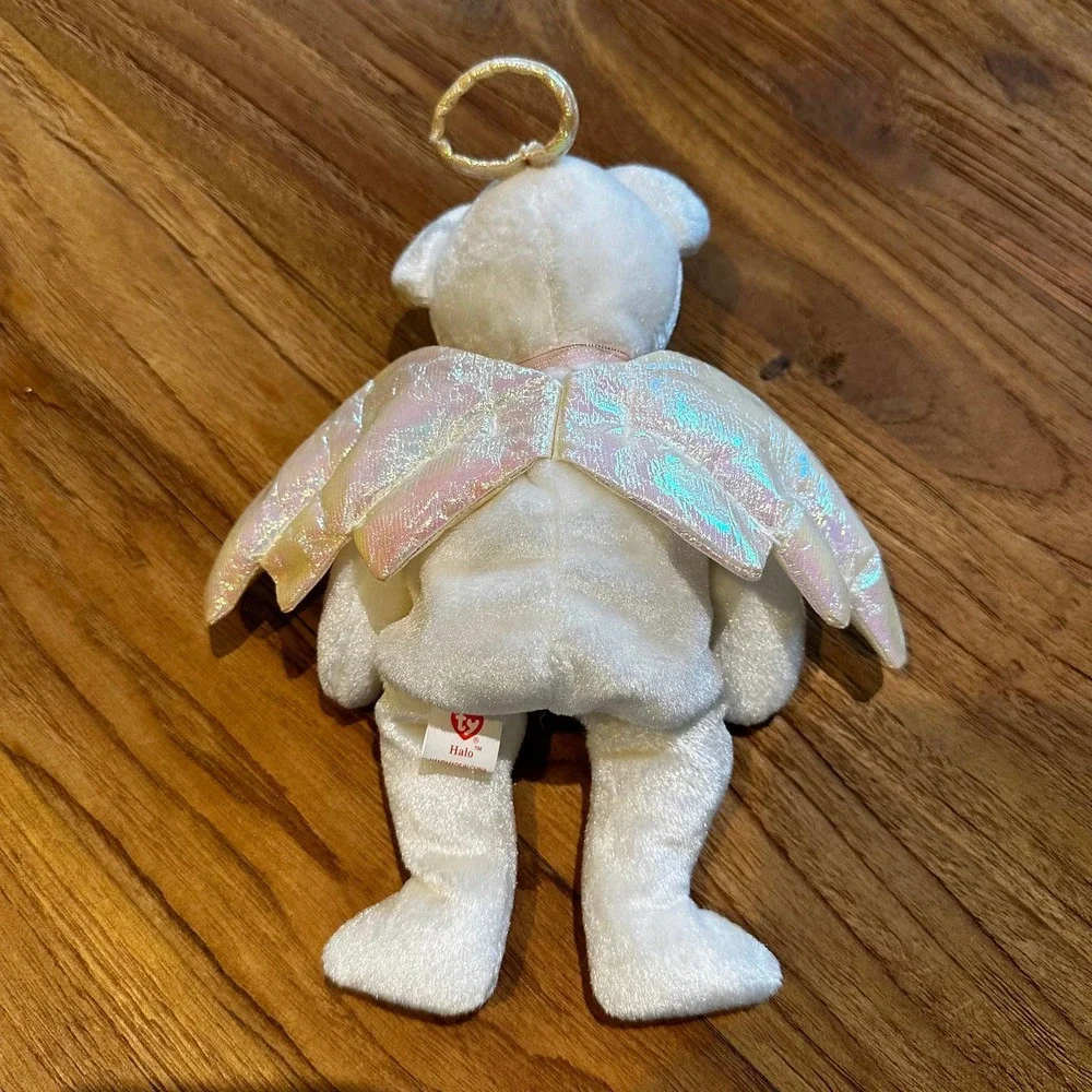 Ty Beanie Babies Halo Angel Bear Stuffed Animal Metallic Wings Collectible 1998