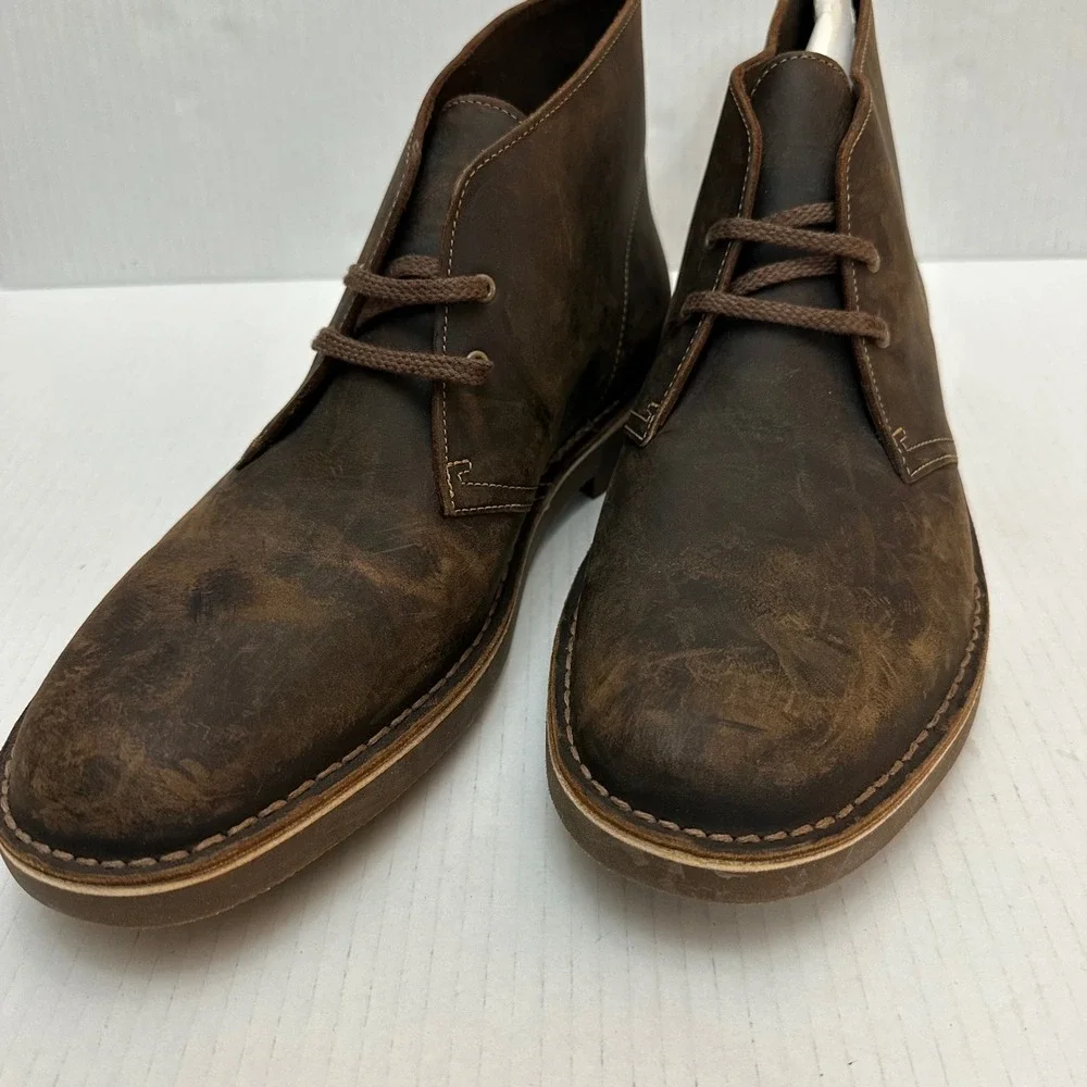 Clarks Desert Boots Mens 13 Bushacre 2 Ankle Brown Leather Lace Up Chukka Shoes