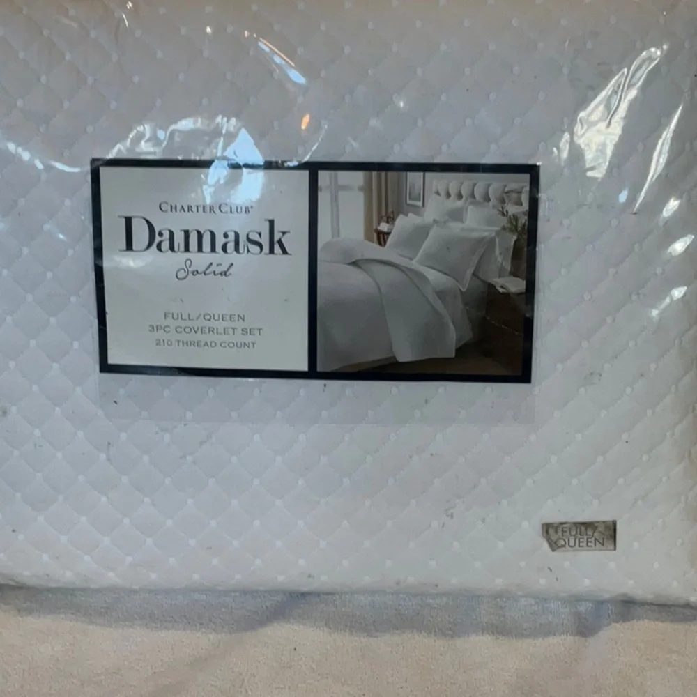 NEW CHARTER CLUB Damask Solid White Coverlet Set