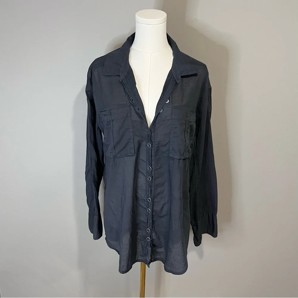 Free People We the Free Sheer Luck Button Down Shirt Size M