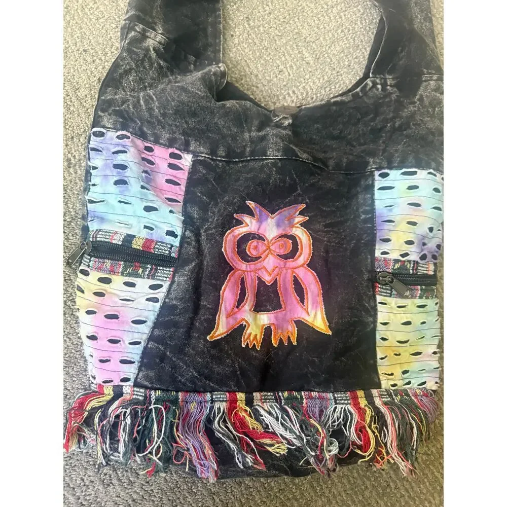 Owl hippie tie dye crossbody purse