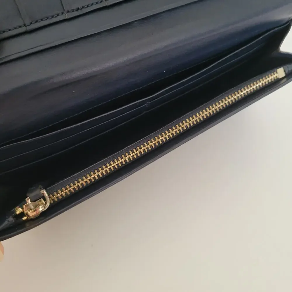 Paul Smith Designer Checkbook Card Bill Holder Wallet Brown Blue Bifold Leather