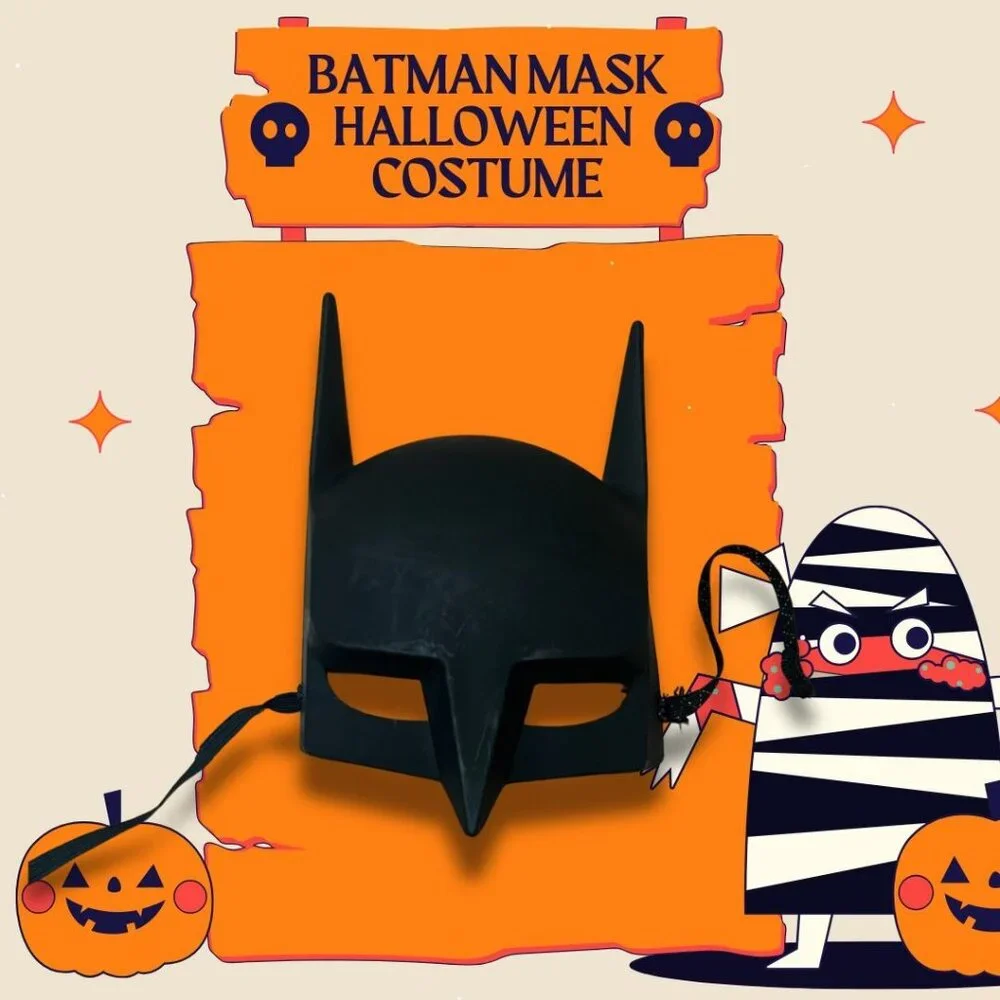 Batman Mask For Halloween Costume Cosplay Party Prop With Adjustable Strap Black