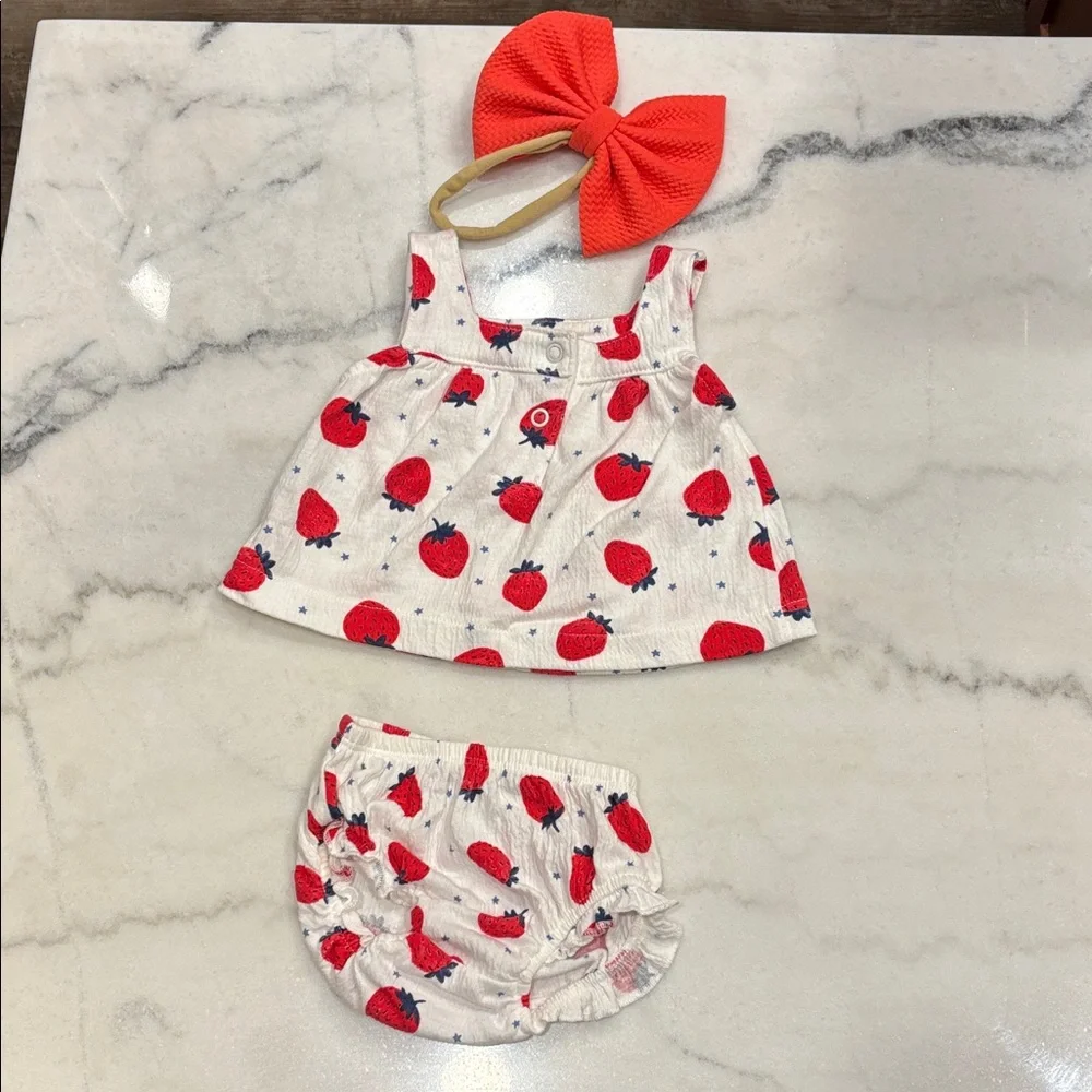 Carter's Red Strawberry Print Diaper Cover Set
