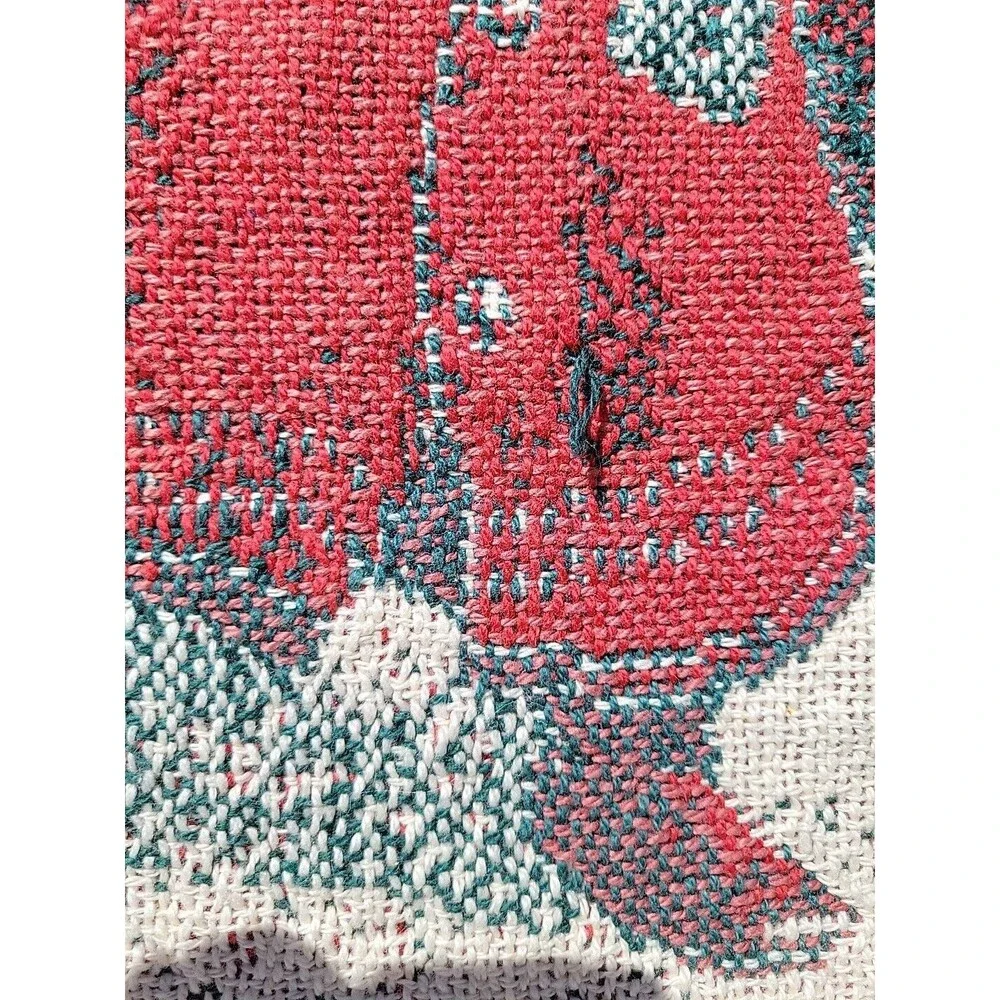 Vintage Christmas Tapestry Woven Wall-Hanging Santa With Reindeer 32x21 WTC 1995