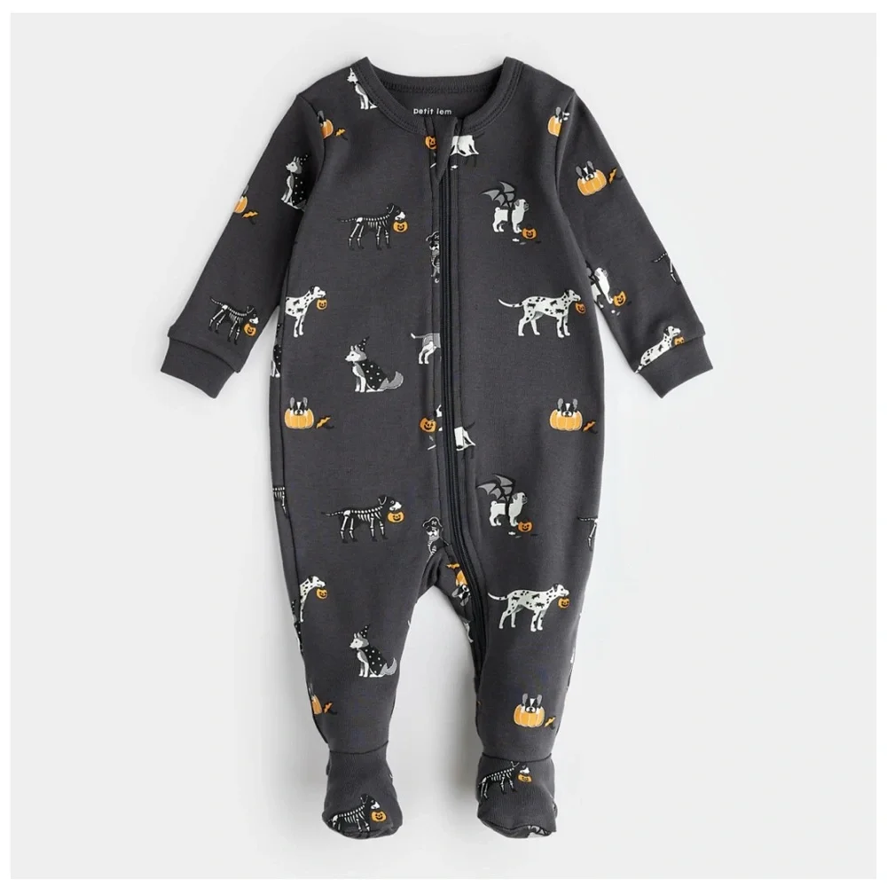 NWT- petit lem Howl-oween Print on Asphalt Sleeper