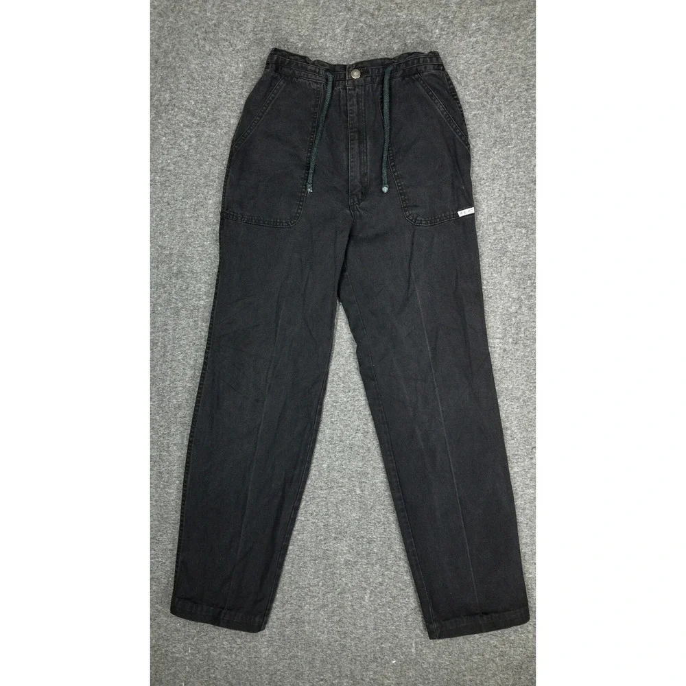 Vintage PCH Jeans Women's Size 32 L Black Cotton Denim High Rise Big Pockets