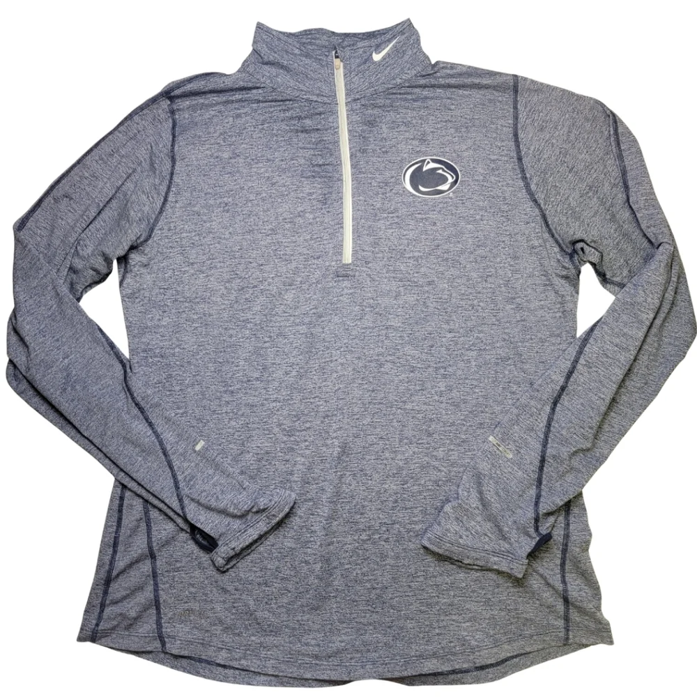 Nike Penn State Heathered Blue Long Sleeve Quarter Zip Pullover
