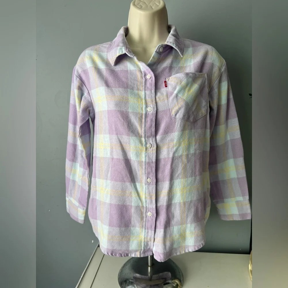 Levi's Kids Plaid Shirt in Purple and Yellow